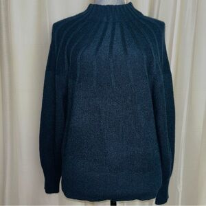 Anthropologie Mock Turtleneck Ribbed Yoke Sweater